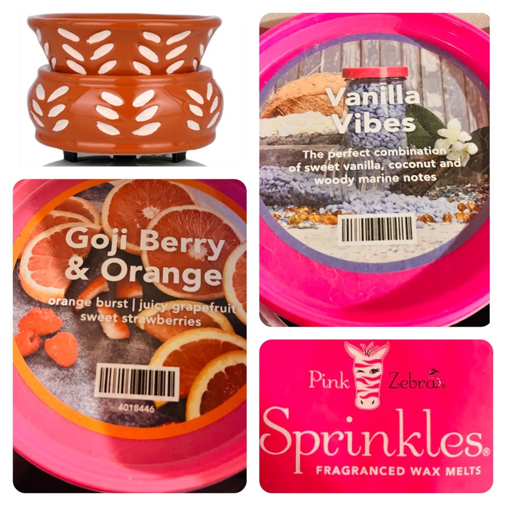 Bundled Pink Zebra Warmer and Sprinkle Wax Melts